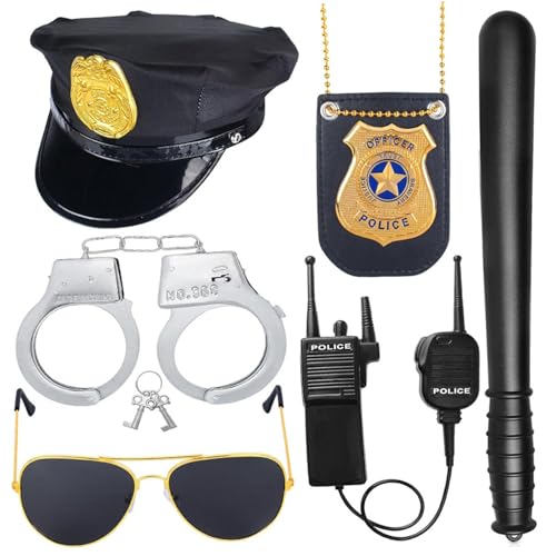 Kalastussaari Polizeikostümzubehör, tat Play Hut Handschellen Polizist Badge Cop Swat FBI Cosplay für Halloween von Kalastussaari