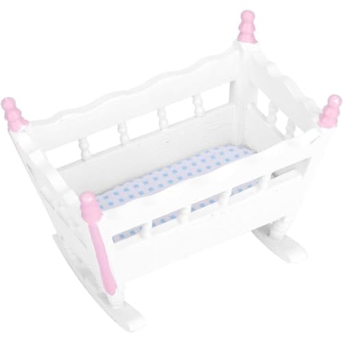 Kalastussaari Puppenhaus Miniaturmöbel Mini Crib Puppe, Mini -Babybettkrippe, Babybettspielhaus Spielzeugverzierung für Miniaturpuppenhaus Party Kit von Kalastussaari