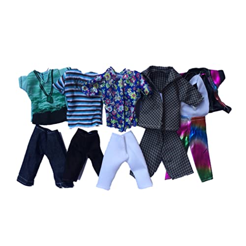 Kalastussaari Puppenkleidung Casual Wear Outfit, 5 Set Puppenspielzeug Sommersport -Shirts Shorts für 32 cm Puppe - Zufallsstil von Kalastussaari