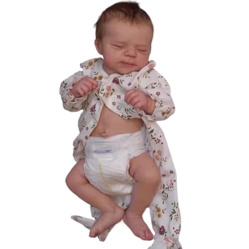 Kalastussaari Realistische Babypuppe 19 Zoll Silikon Babypuppe Baumwolle Ganzkörper Baby, Augen schließen lebensechte Babypuppe mit beweglichen Glied von Kalastussaari