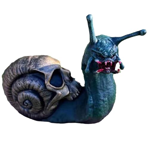 Kalastussaari Snail Figur beängstigender blutiger Mundschneckenstatue mit schädelförmigen Muscheln wetterfest 5.9x4.7x2,8 Zoll Harz Halloween Figuren für Zuhause, Garten, Gartenschneckenfiguren von Kalastussaari