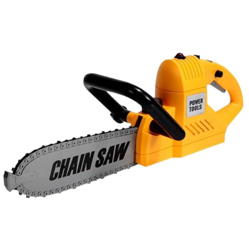 Kalastussaari Spielzeugkettensäge 1: 1 Skala Kids Chainsaw Batterie Batterie betrieben gefälschte Kettensägen Bildungslehre vor, Spiele ABS Chainsaw Requisite, Kindergeschenke, Gelb von Kalastussaari