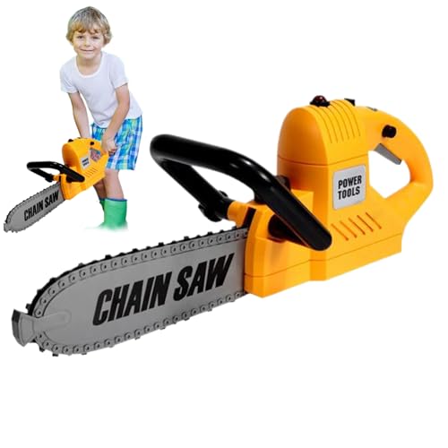 Kalastussaari Spielzeugkettensäge 1: 1 Skala Kids Chainsaw Elektrowerkzeugset, batteriebetriebene Tat -Play Kids Chainsaw Tool Set für Gartenspiele im Freien, Gelb von Kalastussaari