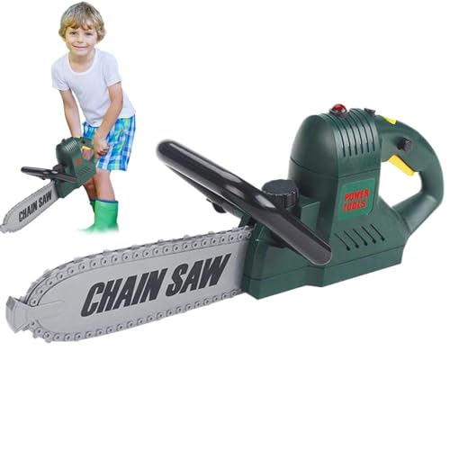 Kalastussaari Spielzeugkettensäge 1: 1 Skala Kids Chainsaw Elektrowerkzeugset, batteriebetriebene Tat -Play Kids Chainsaw Tool Set für Gartenspiele im Freien, Grün von Kalastussaari