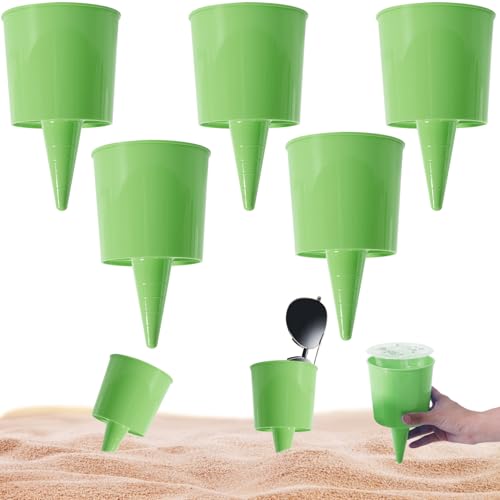 Kalastussaari Strandbecherhalter, 5pcs Plastik Sandbecher Halter für Getränke Telefon Sonnenbrille, Multifunktional Beach Drinkhalter für Sandreisen Sommer 3.9x3.9x6,3 Zoll Beach Cuphalters von Kalastussaari