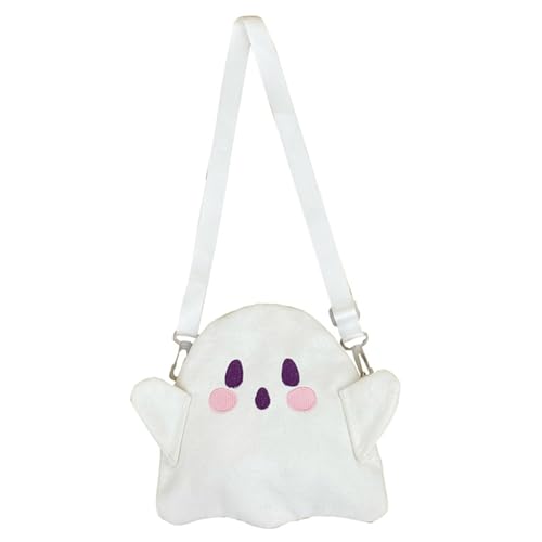 Kawaii Ghost Crossbody Bag, Halloween Plüsch Ghost -Geldbörsen, weiche Flauschige Geisterbeutel mit verstellbarem Riemen, schöne Flauschige Tiere Geldbörse für Frauen Mädchen von Kalastussaari