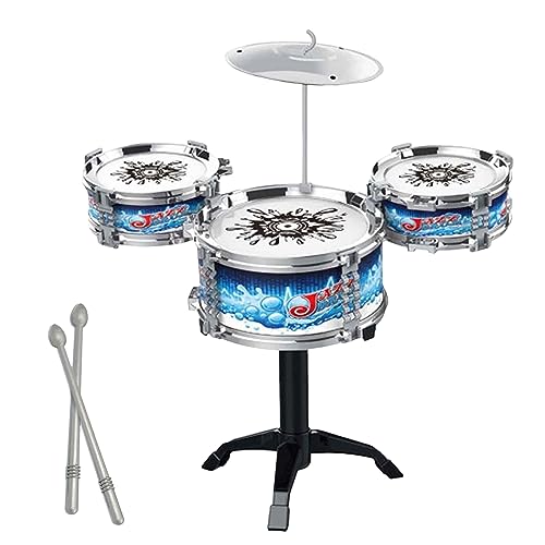 Kids Drum Set 19 Zoll großes kleines Kleinkind-Drum-Set mit Becken, Klammer und Drumsticks Musikinstrumenten Spielzeuggeschenk für Kleinkinder im Alter von 0: 2 Verbesserung der Hand-Auge-Koordinatio von Kalastussaari