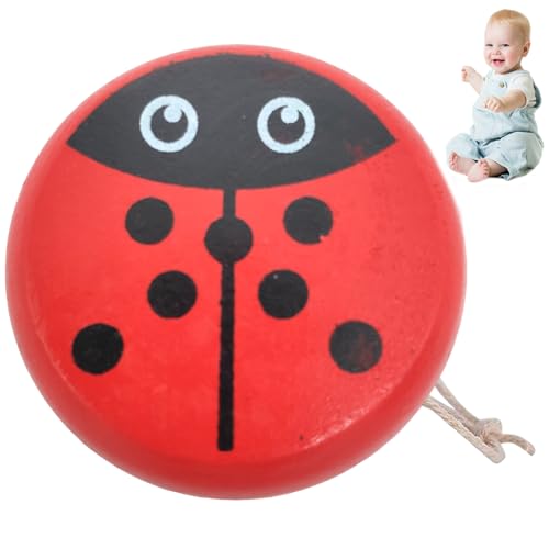 Ladybug Yoyo mit String tragbares niedliches Marienkäfer-Muster Holzkinder Yoyo Lernfass Kleinkind Yoyo für praktische Fähigkeiten und Flexibilität entwickelte nachdenkliches Geschenk für Kleinkinder von Kalastussaari