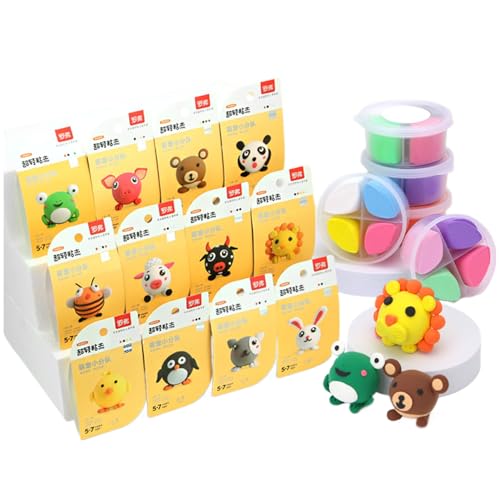 Luft trockener Ton für Kinder, 12-pcs Luft trockener Ton-Kit mit Werkzeugen, weiche flexible Luft DIY-Ton-Kits, No-Bake No Chaos Modeling Clay für Kinder Weihnachten Geburtstagsspielzeug Geschenke Ai von Kalastussaari