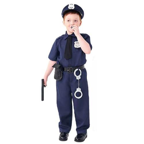 Polizeikostüm für Kinder so tun, als spielen Rollenspielpolizeipolizeipolizeikostüm für Jungen mit Spielzeug Polyester Kinder Kostüme für Halloween, Party, Cosplay, M -Polizeikostüm für Kinder von Kalastussaari