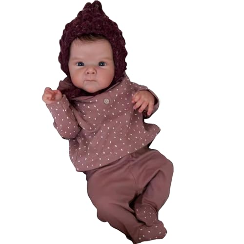 Realistische Babypuppe 18 Zoll gekleidete Babypuppe mit süßem Gesicht, beweglichen Armen und Beinen und natürlichen Haaren entzückende kuschelige Silikonpuppen für das Spielen, Baby Girl Gifts Dolls von Kalastussaari