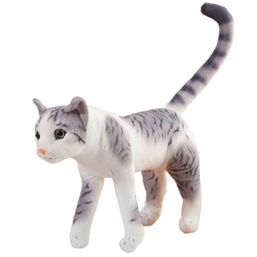 Realistische Tabby -Katze Stofftiere, Shorthair Katze Realistische Plüschkatze Stoffspielzeug, Kitty Stofftiere Puppen Geschenke für Angst, Frauen Kinder Schlafenszeit /13,7 Zoll, Grau von Kalastussaari