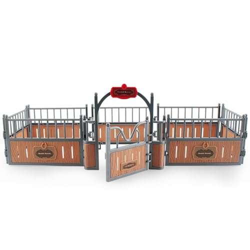 Realistisches Pferd Stabiles Modell 17.3x7.9x5.9 '' Plastic Horse Barn Playset Zaun imaginärer und kreativer Bildungsspielzeugzubehör für Pferdeliebhaber von Kalastussaari