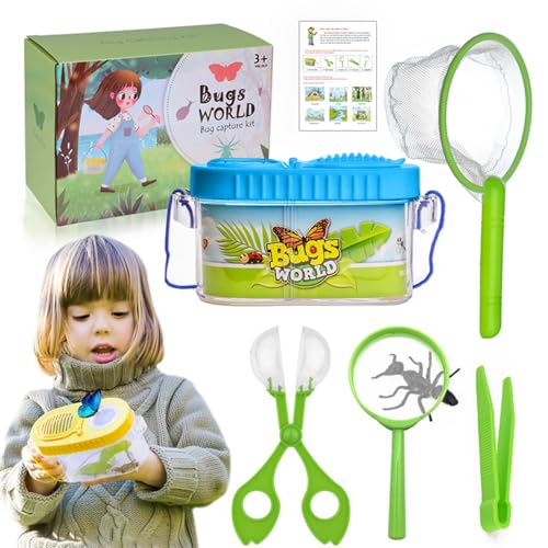 Schmetterling Fänger Kit für Kinder 6pcs/Set Butterfly Catching Kit Critter Keeper Butterfly House Habitat mit Lupe, Pinzette, Cather, NET ＆ Guide for Science Exploration Style 2 Schmetterlingskäfig von Kalastussaari