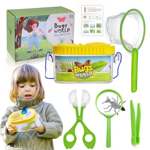 Schmetterling Fänger Kit für Kinder 6pcs/Set Butterfly Catching Kit Critter Keeper Butterfly House Habitat mit Lupe, Pinzette, Cather, Net ＆ Guide for Science Exploration Style 1 Schmetterling Käfig von Kalastussaari