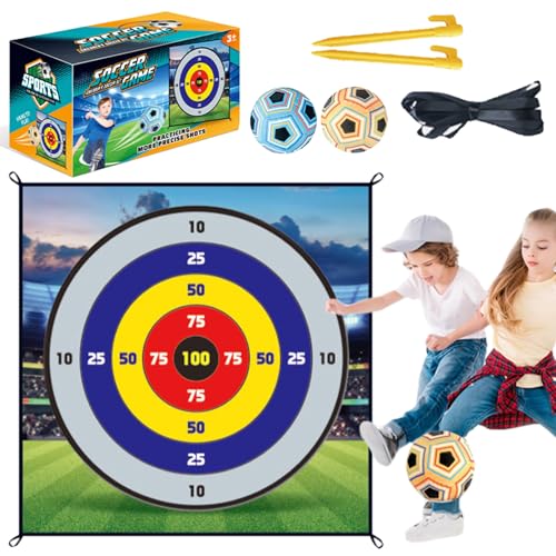 Soccer Games Set enthält 59x59 -Zoll -Target -Wurf Mat ＆ 2 klebriger Indoor -Fußballball, Fußball -Ball -Set mit 4 Sticking -Haken, 2 Bodenpfähten, 4 Bänder für Geschenke, Style 1, Innenfußballkugel von Kalastussaari