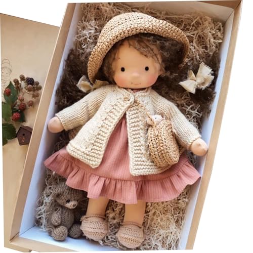 Stoffpuppe mit Geschenkbox 11x2x5 Ragdoll mit Hut, Tasche, Schuhen und mehr Dekoration süße ausgestopfte Babypuppenspielzeug für Babys und Kleinkinder Ideale Weihnachtsgeburtstag Geschenke Ragdoll von Kalastussaari