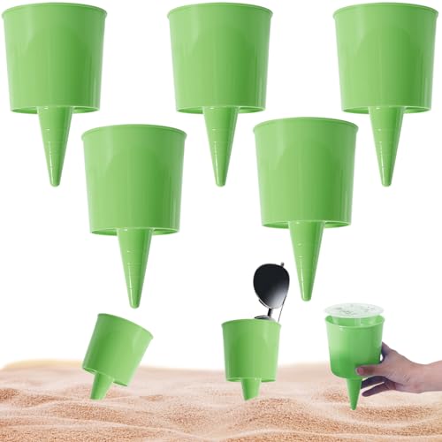 Strandbecherhalter, 5pcs Plastik -Sandbecher -Halter für Getränke Telefon Sonnenbrille, Multifunktional Beach Drinkhalter für Sandreisen Sommer 3.9x3,9 x 6,3 Zoll, Strandstuhlbecherhalter von Kalastussaari