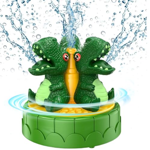 Wassersprinkler für Kinder kühlen Sommerspielzeug Dinosaurier-förmige Kleinkind-Wasserspielzeug 360 ° Rotatable 7x7x5,5 Zoll ABS Outdoor-Wasserspielzeug für Garten Rasengarten, Kleinkindwasserspielze von Kalastussaari