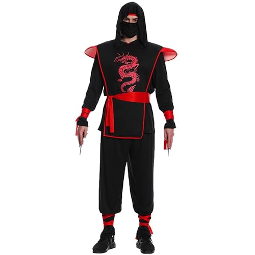 KalcyKizz Herren 5 Stück Dragon Ninja Outfit Halloween Cosplay Kostüm von KalcyKizz