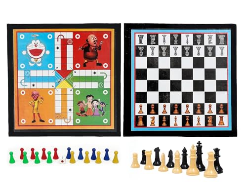 Kalindri Sports Board Games 2 in 1 Chess & Ludo Board (Chess & Ludo) mit Spielmünzen von Kalindri Sports