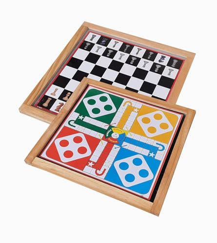 Kalindri Sports Board Games 2 in 1 Chess & Ludo Wooden Board (Chess & Ludo) mit Playing Coins von Kalindri Sports