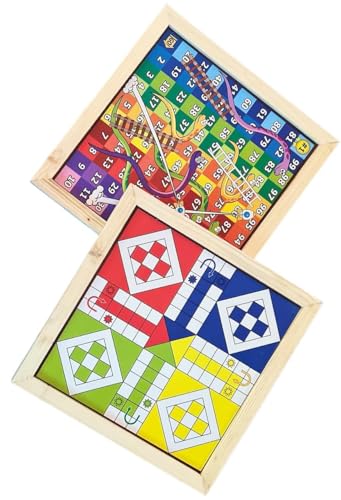 Kalindri Sports Board Games 2 in 1 Snack-Ladder & Ludo Wooden Board (Snack-Ladder & Ludo) mit Playing Coins von Kalindri Sports