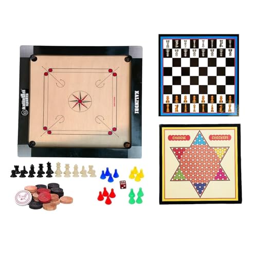 Kalindri Sports Board Games Combo, 66 cm Carrom Board mit 40 cm Ludo Checker Board, Game Coins von Kalindri Sports