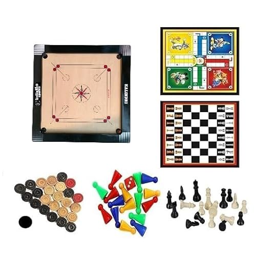 Kalindri Sports Combo of 50 inch Carrom Board with Ludo Chess Board and Game Coins von Kalindri Sports