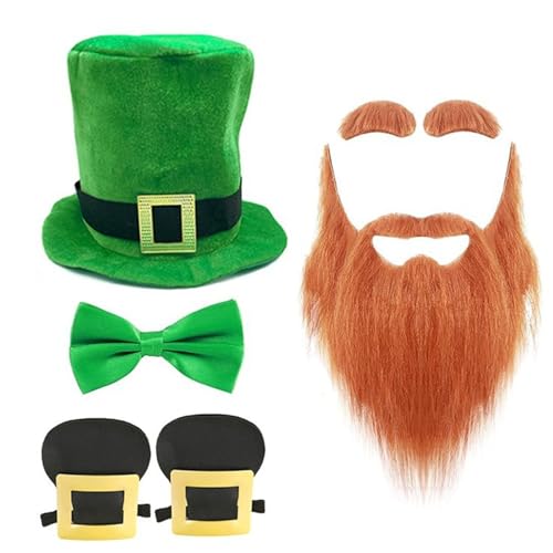 Kalttoy StPatrick Day Bart-Hut, Fliege, Kostüm-Set für Familientreffen, Karneval, Party, Feier, Requisiten, irischer Urlaub von Kalttoy