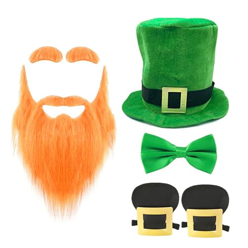 Kalttoy StPatrick Day Bart-Hut, Fliege, Kostüm-Set für Familientreffen, Karneval, Party, Feier, Requisiten, irischer Urlaub von Kalttoy