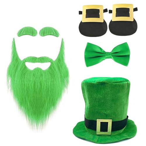 Kalttoy StPatrick Day Bart-Hut, Fliege, Kostüm-Set für Familientreffen, Karneval, Party, Feier, Requisiten, irischer Urlaub von Kalttoy