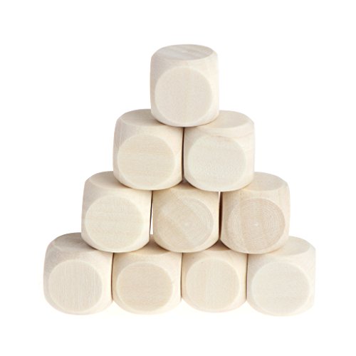 Unlackierte Holzwürfel, blanko, quadratische Blöcke, abgerundete Ecken, 10 Stück Unlackierte Holzwürfel, blanko, quadratische Blöcke, abgerundete Ecken, 10 Stück von Kalttoy