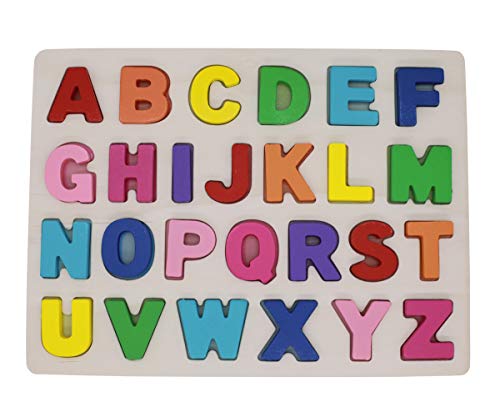 KanCai Holz Alphabet Puzzle Board ABC Buchstaben Lernspielzeug für Kleinkinder und Kinder Zum Alphabet Lernen von LUOWAN