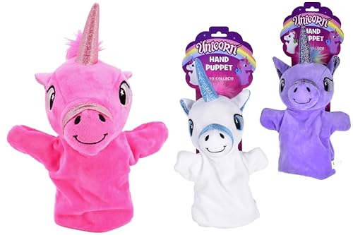 KandyToys Kandytoys Plüsch-Handpuppe Einhorn – 3 Farben, 1 Farbe wird zufällig ausgewählt von KandyToys