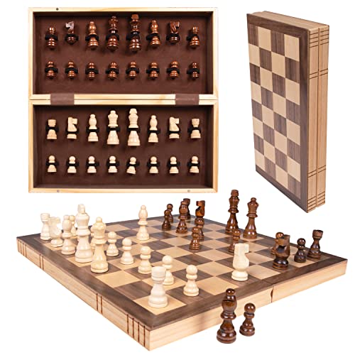 EPHIIONIY Känguru Schach-Set aus Holz, zusammenklappbar, mit Magnetverschluß, Classic, Weiß und Braun von Kangaroo