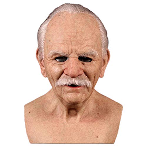 Halloween Old Man Maske, The Ältere Old Man Kopfbedeckung Realistische Silikon Maskerade Vollkopf knifflige Requisiten Halloween Kopfschmuck Real Human Horror Perücke Party Requisiten Kopfbedeckung von Kangmeile