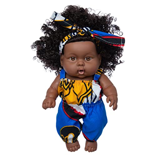 Kangmeile Afrikanische Puppe Curly 8 Zoll – Puppe schwarz Afroamerikanisch realistisch Babypuppe Kinder Spielzeug Kinder von Kangmeile