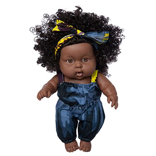 Kangmeile Afrikanische Puppe Curly 8 Zoll – Puppe schwarz Afroamerikanisch realistisch Babypuppe Kinder Spielzeug Kinder von Kangmeile