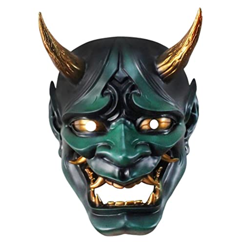 Kangmeile Japanische Samurai-Maske Hannya Oni Samurai Maske aus Harz, Maske Halloween Dämon Kostüm, Cosplay Maske Samurai Japanisch von Kangmeile