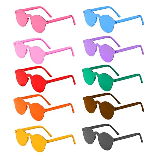 Kangtaixin Party Brillen Sonnenbrille - Hippie Brille - Rund Herz Sonnenbrille Lustige Partybrillen für Fasching Foto Requisiten Geburtstagsfeier für Kinder und Erwachsene (Mehrfarbig-10PCS) von Kangtaixin