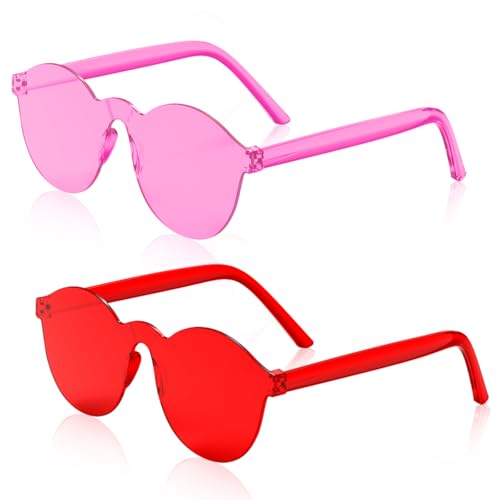 Kangtaixin Party Brillen Sonnenbrille - Hippie Brille - Rund Herz Sonnenbrille Lustige Partybrillen für Fasching Foto Requisiten Geburtstagsfeier für Kinder und Erwachsene (Rot 2PCS) von Kangtaixin