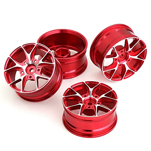 Kangtm 4 StüCke Metallfelgen Radnabe für 1/10 RC auf Road Drift Tourenwagen Sakura RedCat,Rot von Kangtm