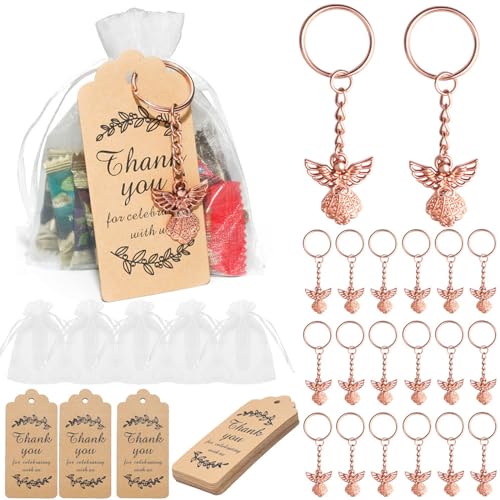 Kaohxzklcn 30-teiliges Set Schlüsselanhänger-Sammlung mit Dankeskarten und Tasche, Hochzeits- und Geburtstags-, Party- und Souvenir-Schlüsselanhänger zum Verschenken von Kaohxzklcn