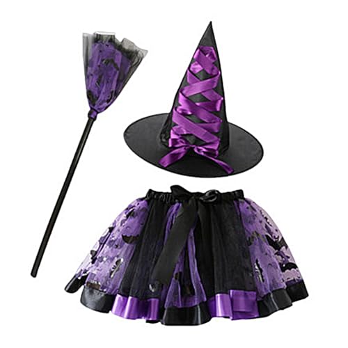 Kaohxzklcn Halloween-Kostüm für Damen, Hexenkleidung, unheimliche Hexe, Halloween-Kostüm, Set mit Kleid, Hut und mehr für Themenpartys von Kaohxzklcn