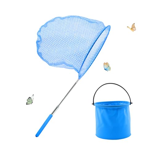 Kapokr Kescher Kinder Teleskop Kächersieb Kinder Schmetterlingsnetz with Faltbarer Eimer Kinder Kescher zum Fangen von Insekten Angeln Outdoor Natur Wissenschaft Exploration (Blau) von Kapokr