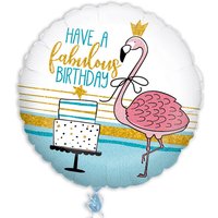 Folienballon Happy Birthday Flamingo, Ø 35cm von Karaloon GmbH