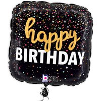 Folienballon Happy Birthday Konfetti, 32cm x 32cm von Karaloon GmbH