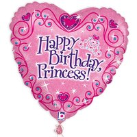 Folienballon in Herzform, Happy Birthday Princess, 38cm x 39cm von Karaloon GmbH