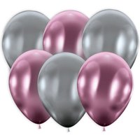 Glänzende Latexballons in rosa und silber, 9 Stück, 20cm von Karaloon GmbH